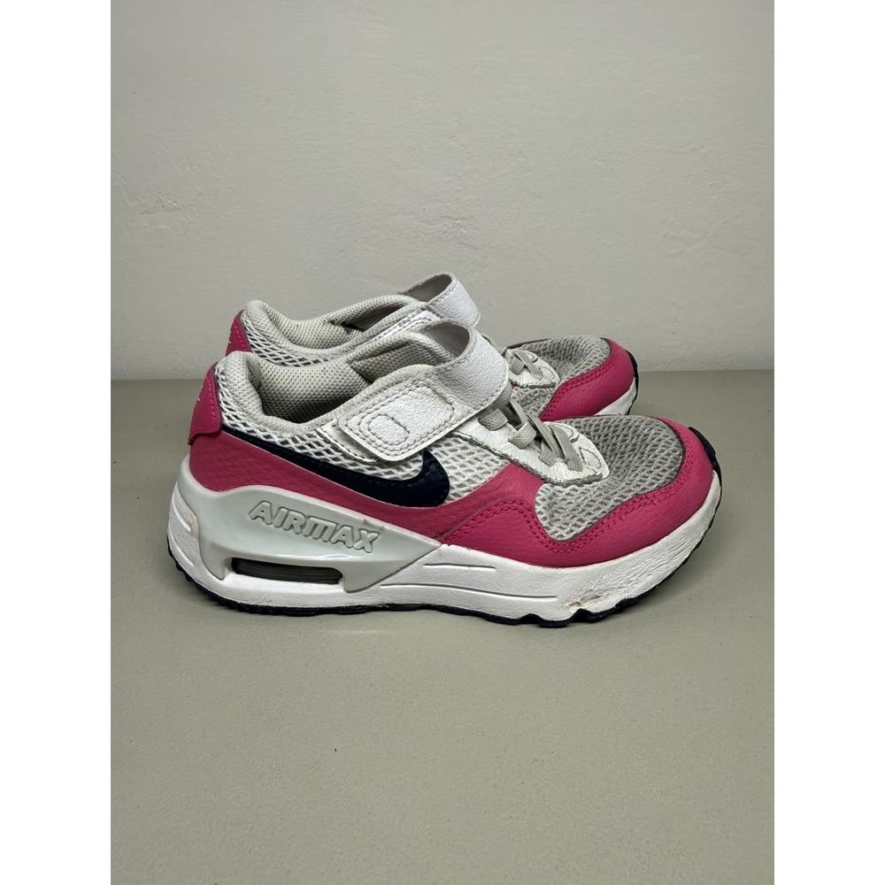 Nike Air Max Systm PS Girls' Sneakers White Pink Black Size 1Y Low Top